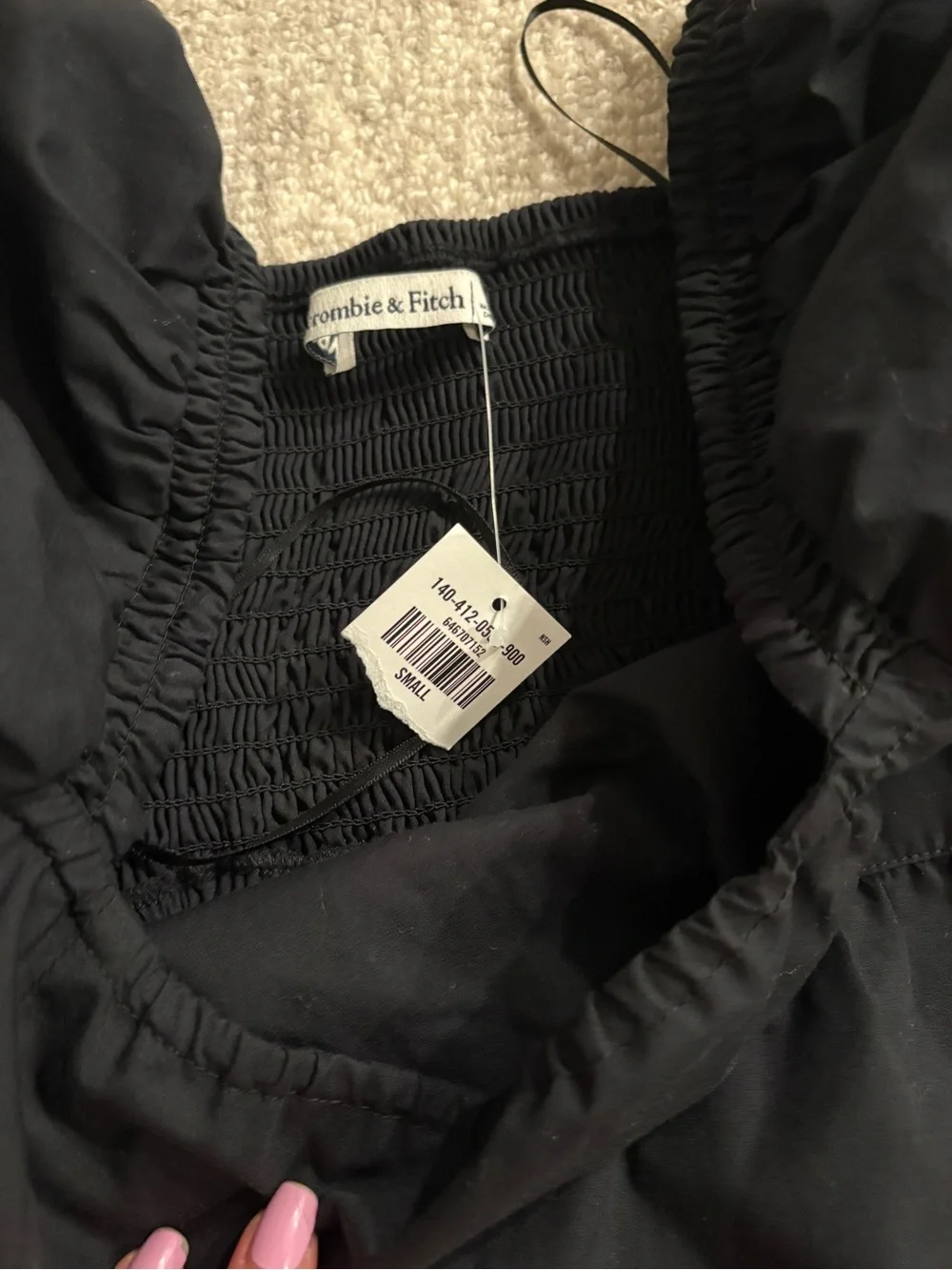 NWT abercrombie Black Puff Sleeve Square Neck Top